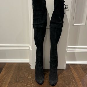 Stuart Weitzman suede over the knee boots black sz 9